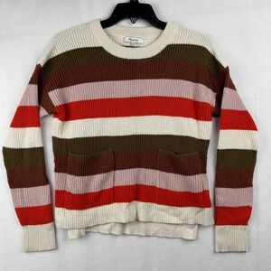 Madewell‎ Striped Knit Sweater with Pockets Womens Size S Multicolor Cotton